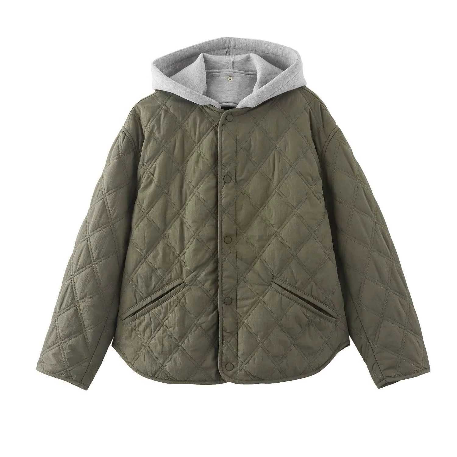 Women's 2025 Winter New Autumn Casual Hooded Solid Black Padded Bomber Coats Female Basic Quilted Loose Parkas Jackets women H260917