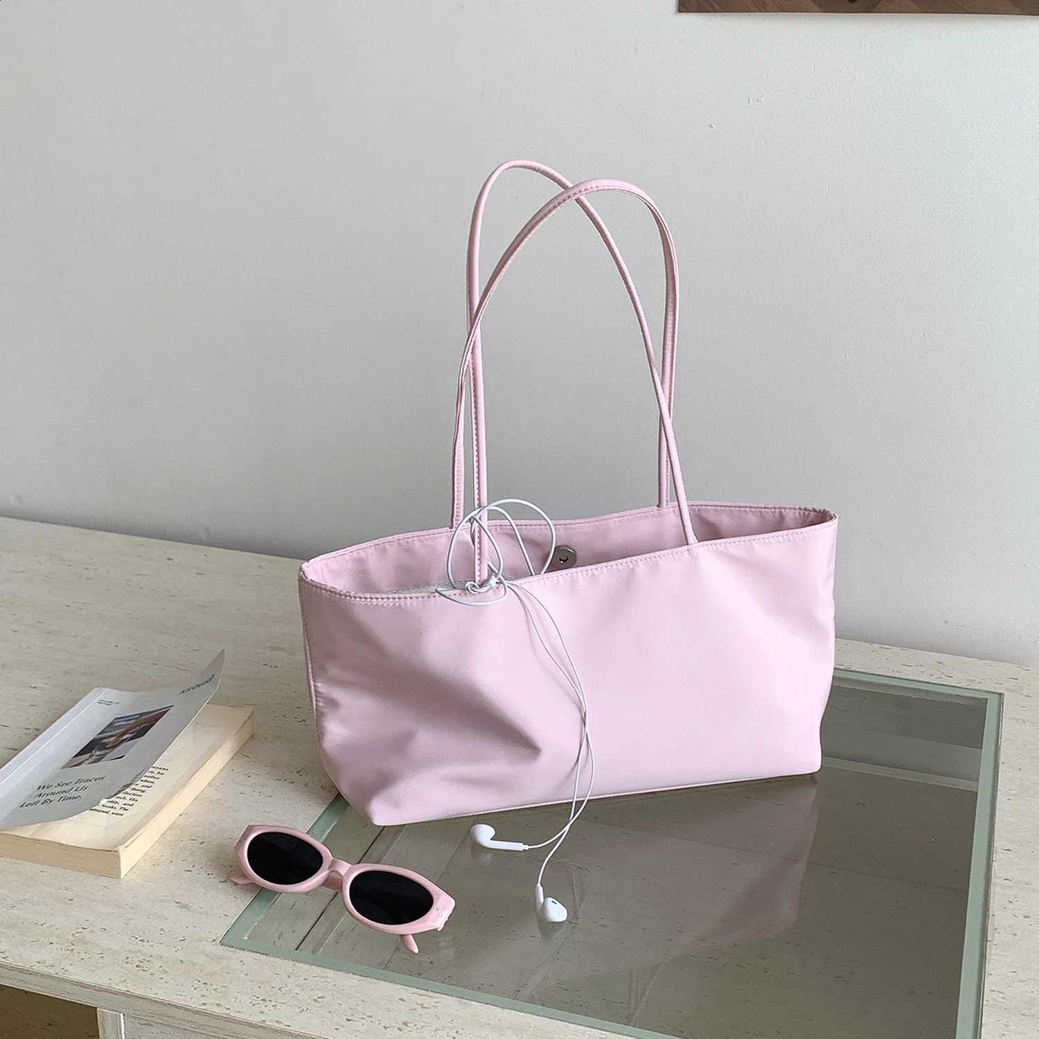New Women's Solid Tote Bag Fashion Large Capacity Casual Nylon Handbags Korean Versatile One Shoulder Underarm Bags Trend H260916
