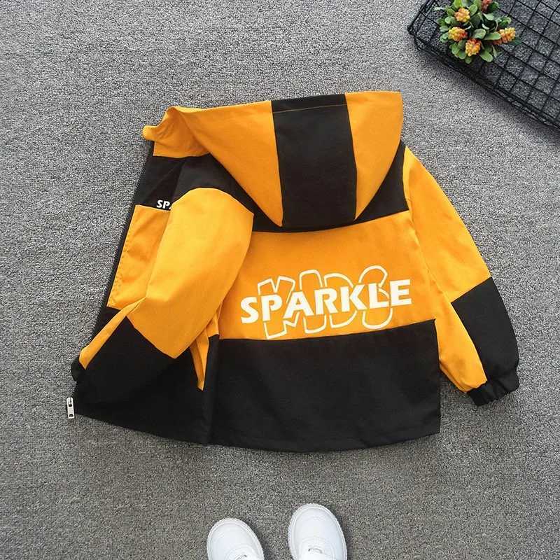 Fashion Spring Autumn Boys Jackets Children Letter Patchwork Hooded Coat For 3-12 Years Kids Clothes Children Sport OuterwearT260916