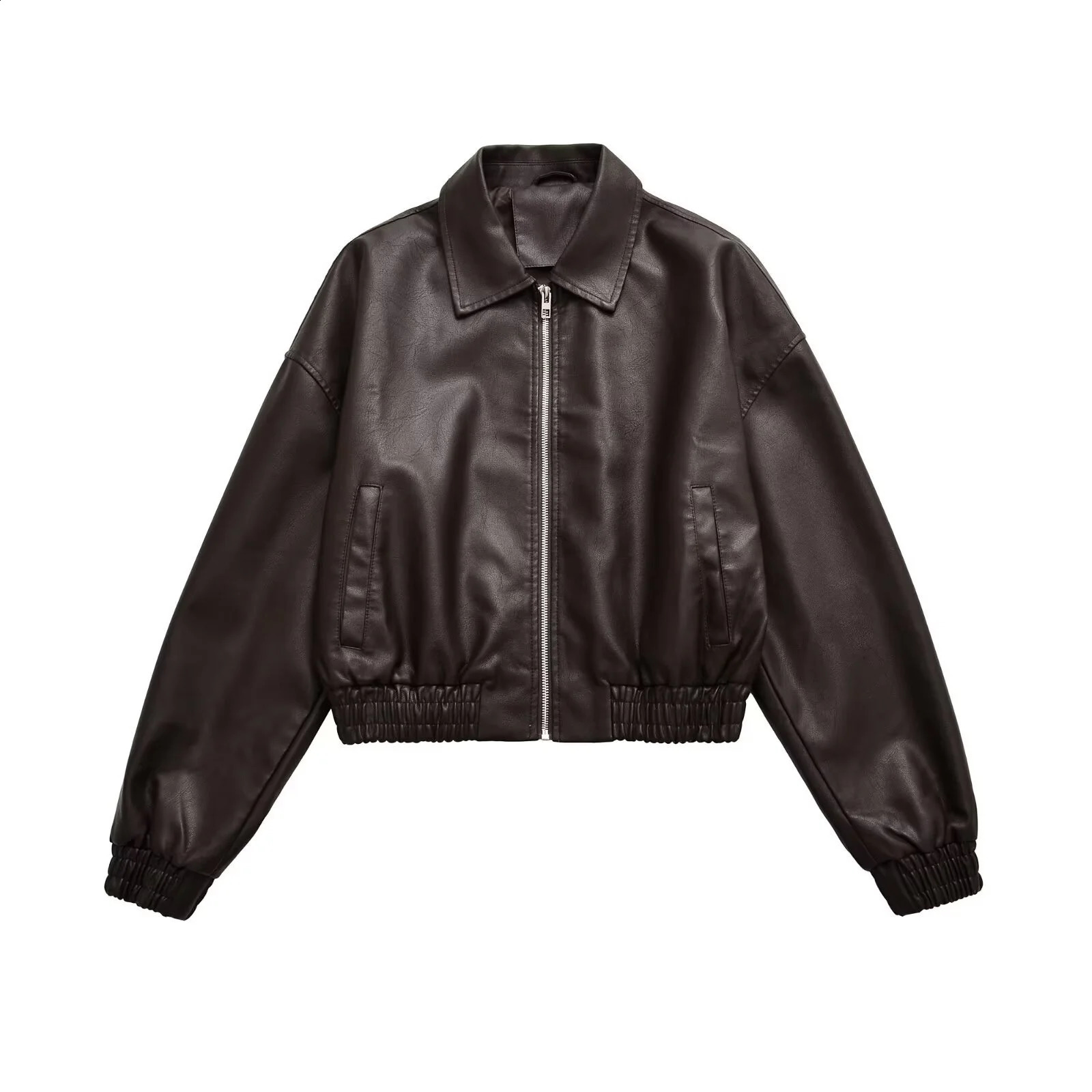 Women American Street PU Leather Jacket Vintage Lapel Moto Biker Coat Loose Long Sleeve Fashion Outerwear Top Spring Autumn 260916