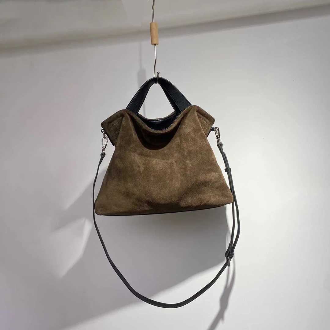 Bag Mendy Tote Genuine Leather Women Suede Slouchy Open Top Double Handle Detachable Strap Designer Vintage New H260905