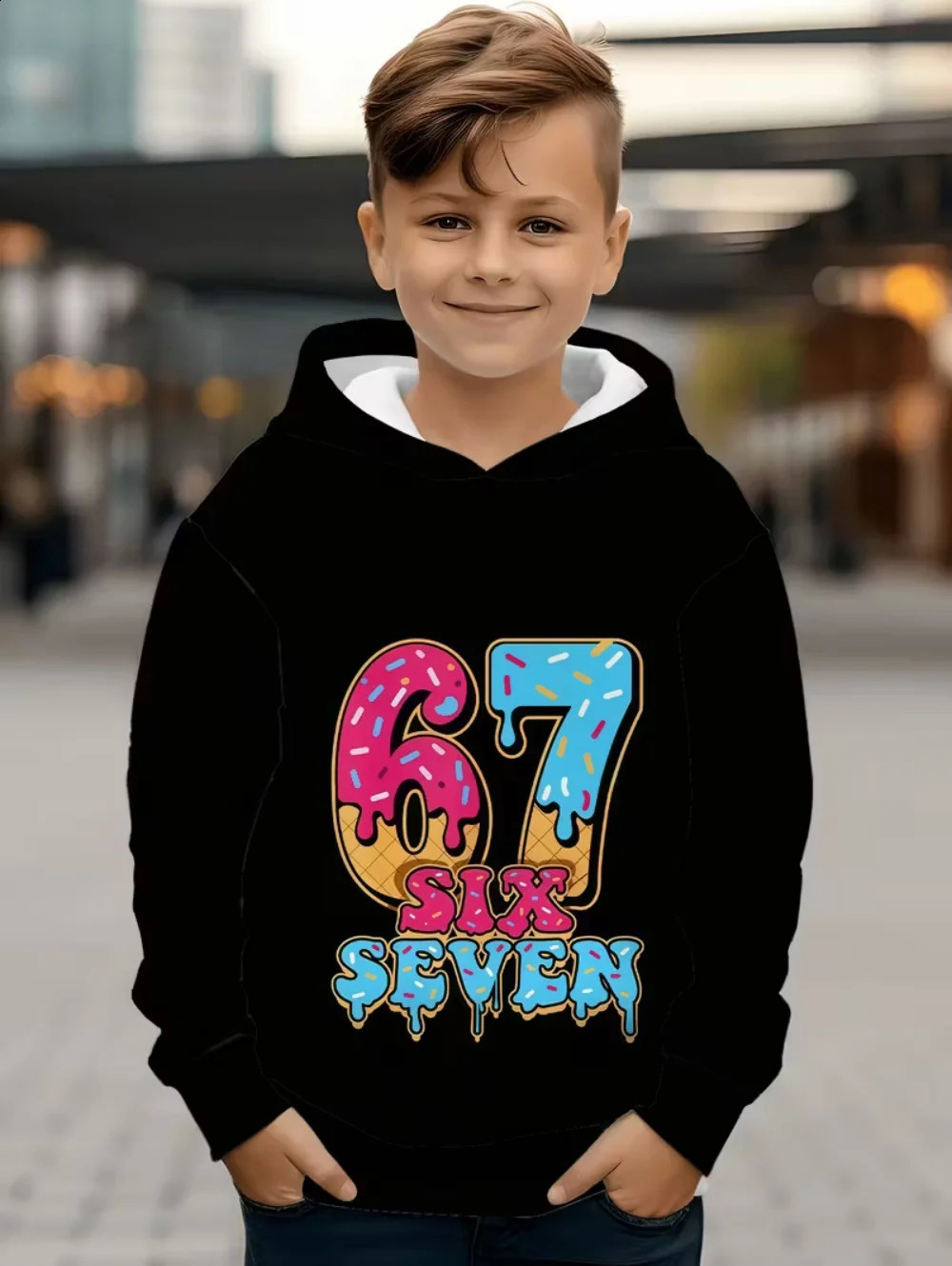 67 Meme Hoodie for Kids Funny Digital Print Autumn Sweatshirt Loose Comfortable Tops Streetwear Fashion Y2k Childrens Clothing 260916