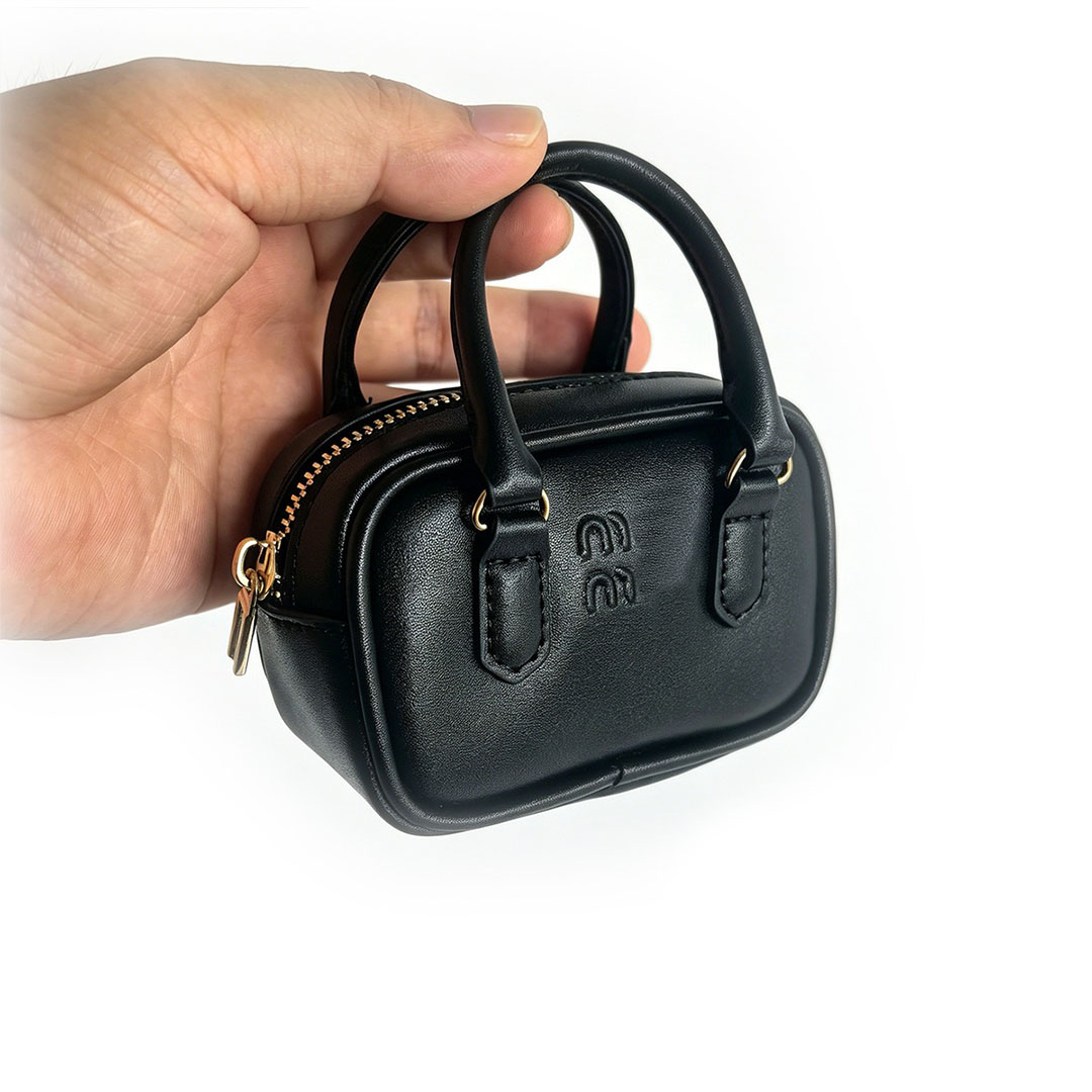 Designer Mini PU Leather Boston Handbag Keychain Zipper Small Top Handbag Pendant Cute Mini Coin Wallet Doll Bag Pendant Wholesale
