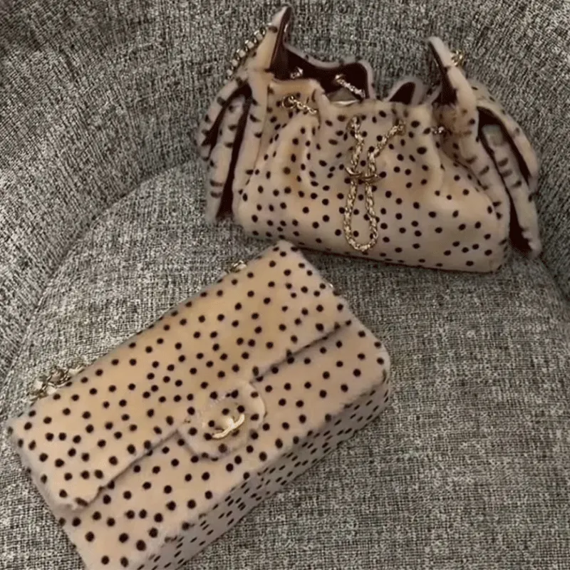 1.1 Luxury shoulder flap bags Winter Designer evening Commute purse Polka Lamb Wool leather clutch handbags wallet on chain Totes Bag Leather Envelo