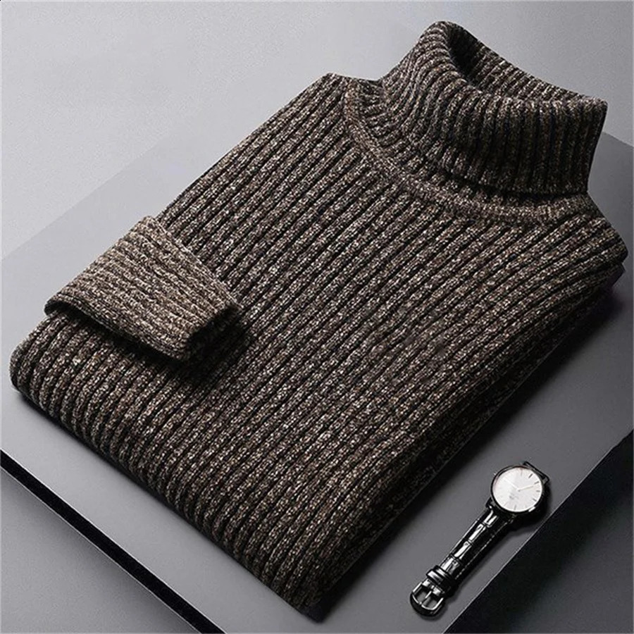 2026 Men's Thick Warm Sweater Winter Knitted Turtleneck Pullovers Male High Neck Solid Slim Fit Soft Sweaters for Men Tops 260916