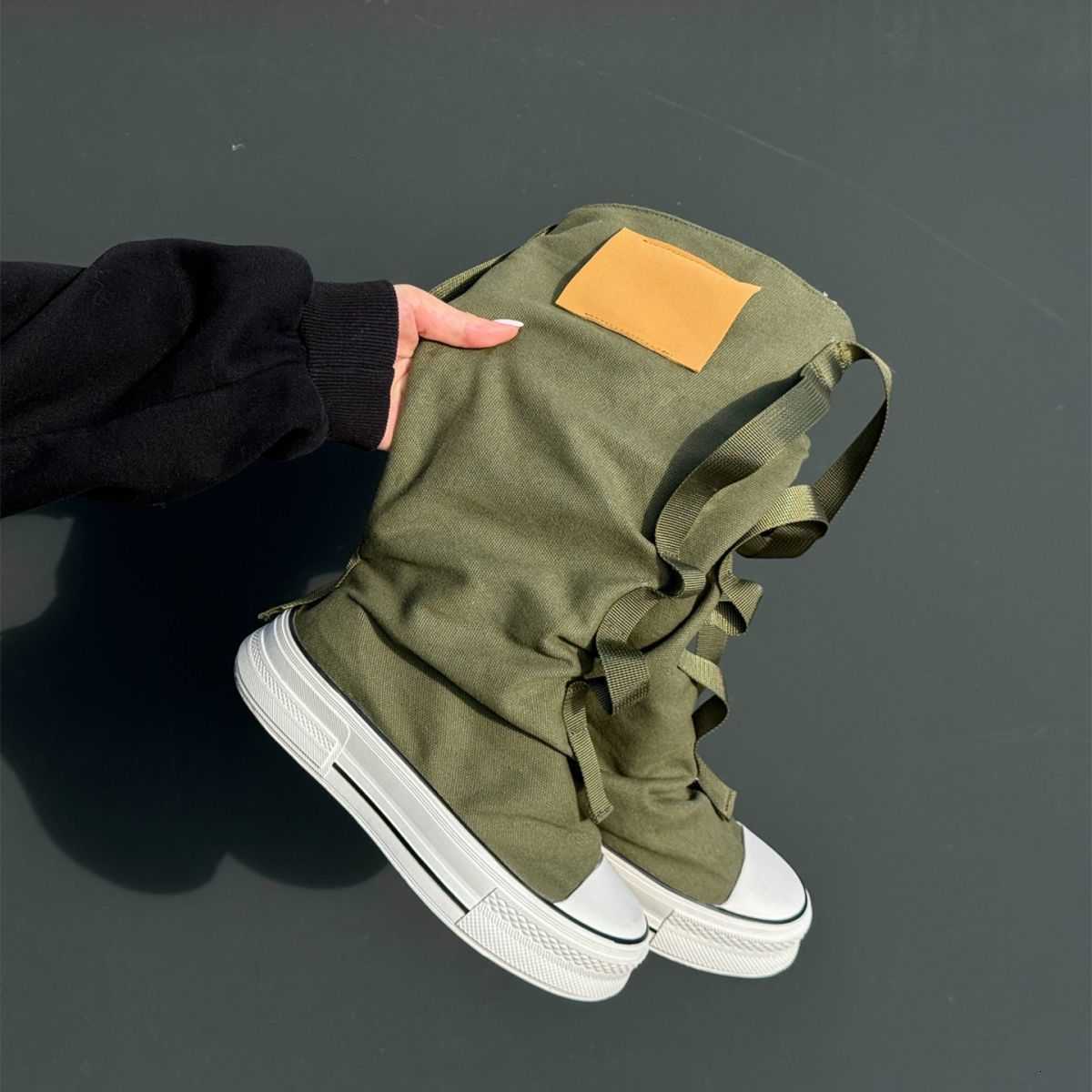 Autumn Spring Canvas Boots Shoes Women fashion High-top Cheerleaders Dance Long-barreled Casual Canvas Boots Tall Punk Shoes D260917