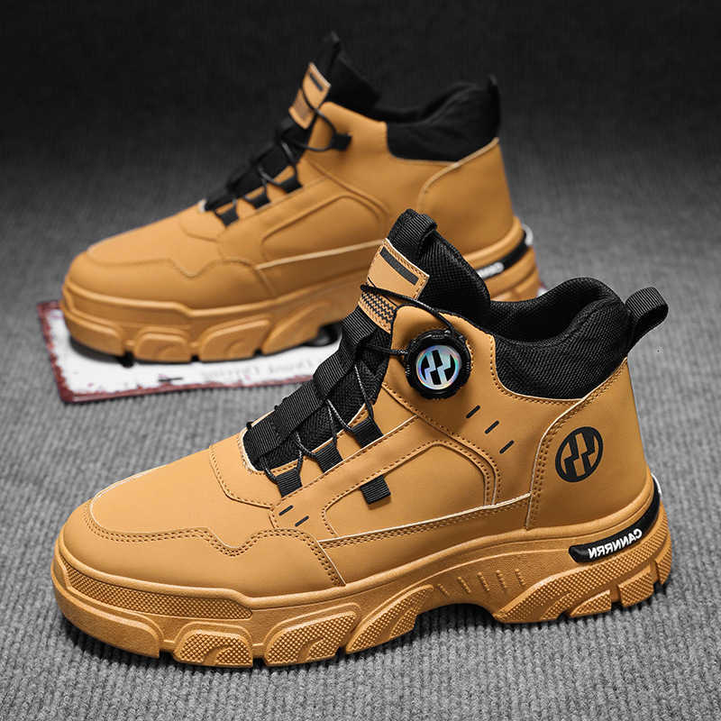 Casual Men High Shoes Top fashion Leather Men Boots High-Quality Platform Sneakers Outdoor Non-Slip Men Work Shoes Botas Hombres D260917