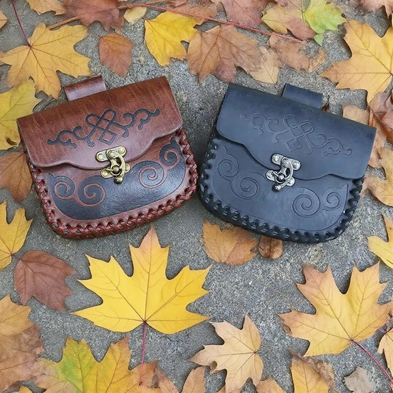 Retro Belt Pouch Coin Purse Waist Bag Medieval Viking Leather Belt Halloween Renaissance Costume Festival Cosplay Accessory 260916