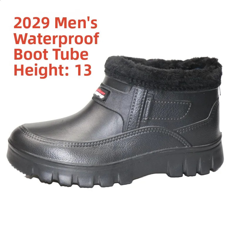 Men's Winter Snow Boots Waterproof Fce Lined Kitchen Laundry Work oes Warm Rain Boots Cotton Single oes Slip-On 260916