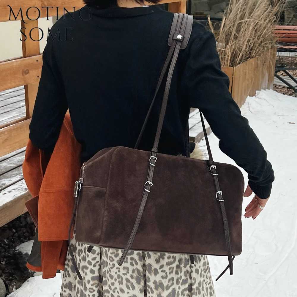 Suede Motingsome 41cm Oversized Women Tote 2026 New in Handbag Fashionable Designer Bags Roomy Natural Matte Leather Handbags H260905