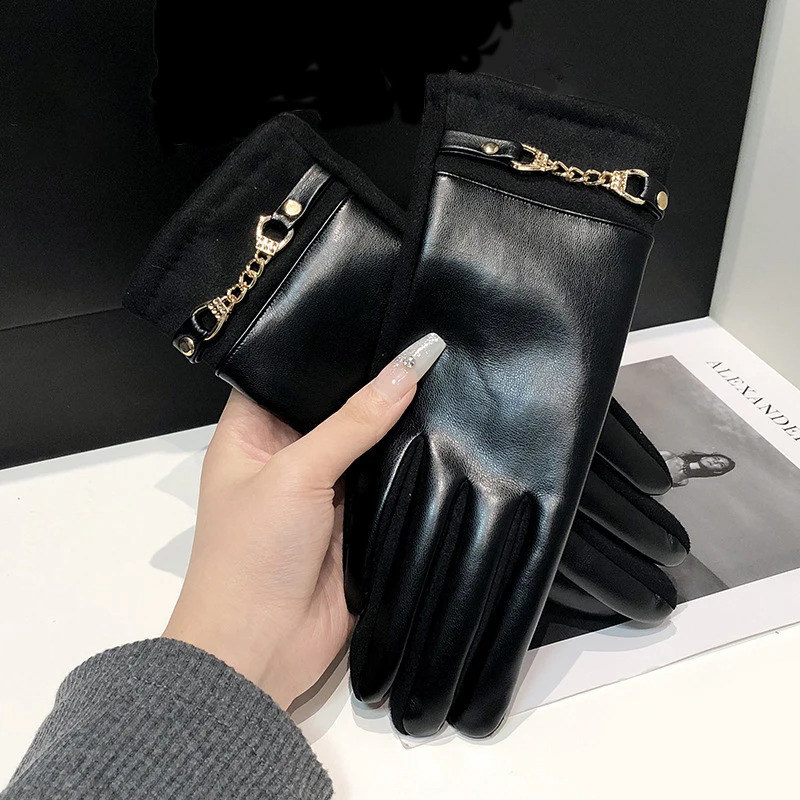 ious High Quality Protein Leather Fleece Lined Women's Gloves Winter Cycling Windproof Keep Warm Elegant Touchscreen Gloves260915