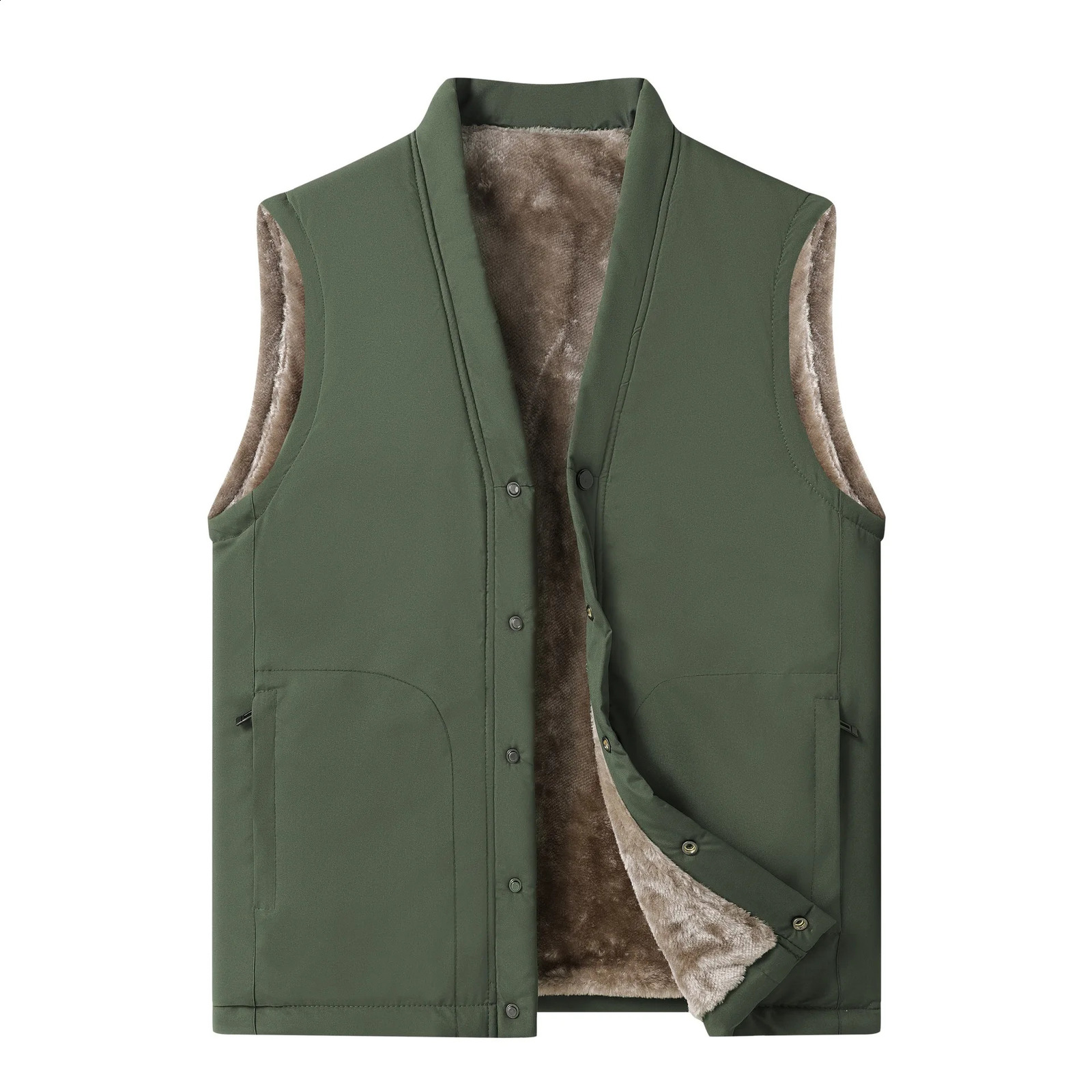 Plus Size Men Vest Elderly Autumn Winter Fleece Lined Down Cotton Waistcoat Sleeveless Warm Gilet Thick Thermal Casual vests men 260916