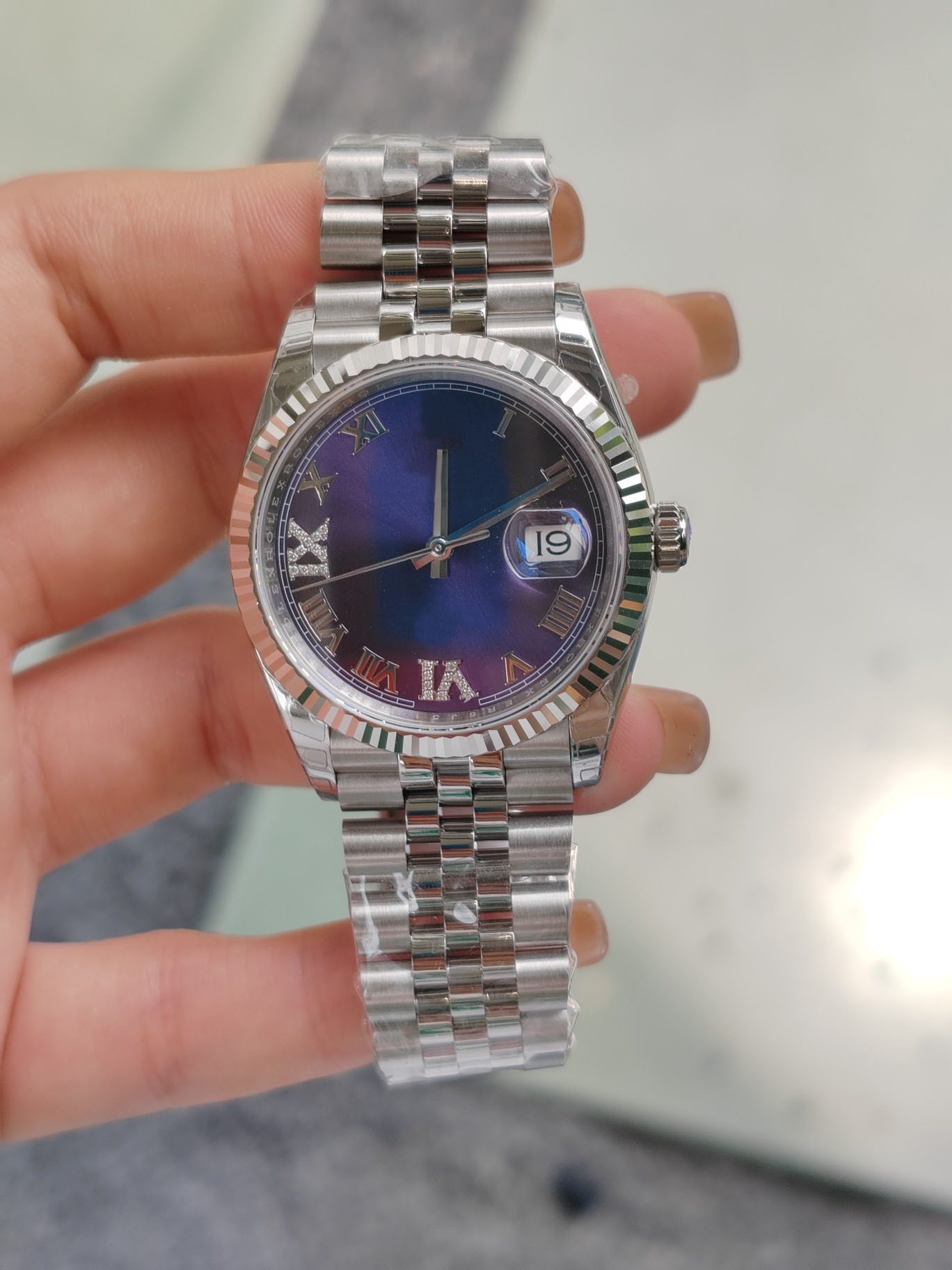 The latest version EWE manufacturer 3235 Log-type series m126334 41mm Blue Roman dial Stainless steel Automatic mechanical men's watch