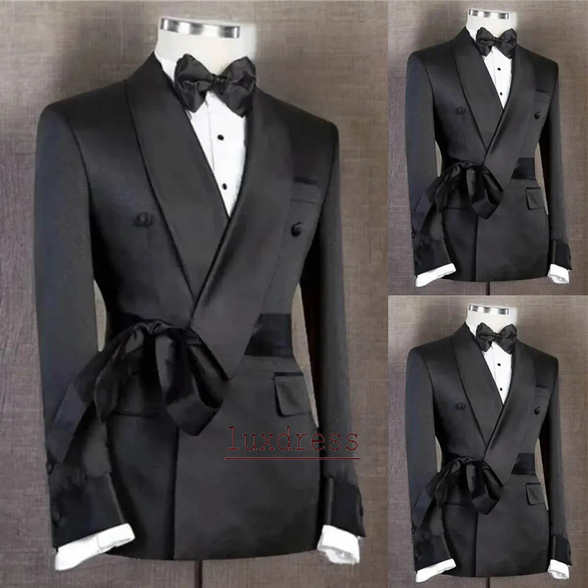 Classic Black Wedding Tuxedos 1 Piece Set Jacket Drawstring Men Suit Shawl Lapel Fashion Style Party Suits Customized
