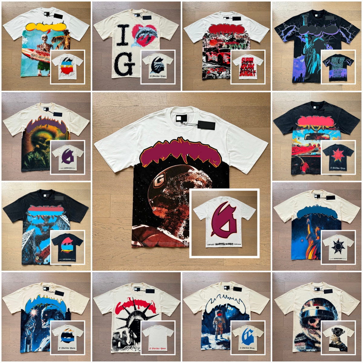Designer t shirt Mens Shirt Graphic Tee Classical Hipster Fabric Street Graffiti Letter Foil Print Vintage Washed Black T Shirts