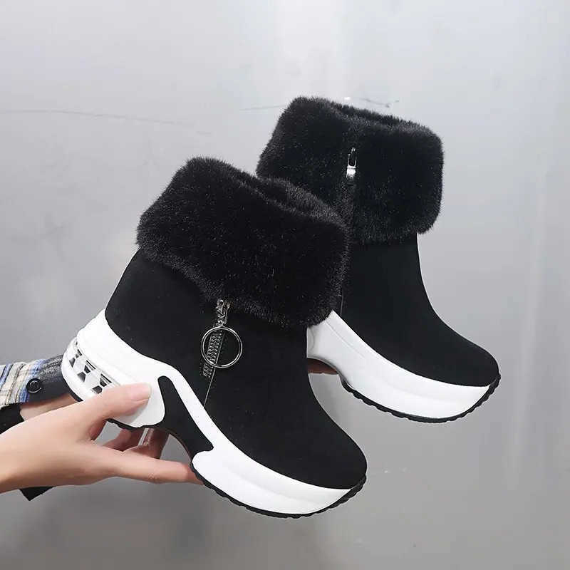 Platform Warm Sneakers Winter Women Snow Boots 2022 Ankle Boots Female Causal Shoes Ankle Boots for Women Lace-up Ladies Boots D260917