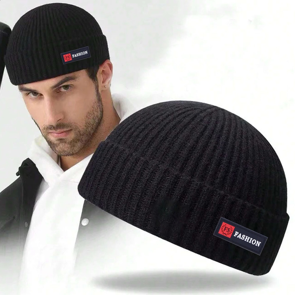 1pc Men Beanies Skullcap Street Style Hip Hop Brimless Baggy Melon Cap Cuff Fisherman Hats Winter Warm Knitted Bonnet 260916