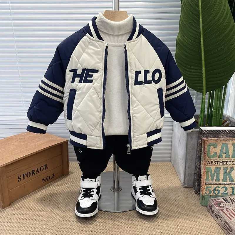 Outerwear Winter Embroidery Fashion Boys Thick Baseball Uniform Jacket Girl Kids Warm Coats Clothing Toddler Top Outfits 2-11Y J260917