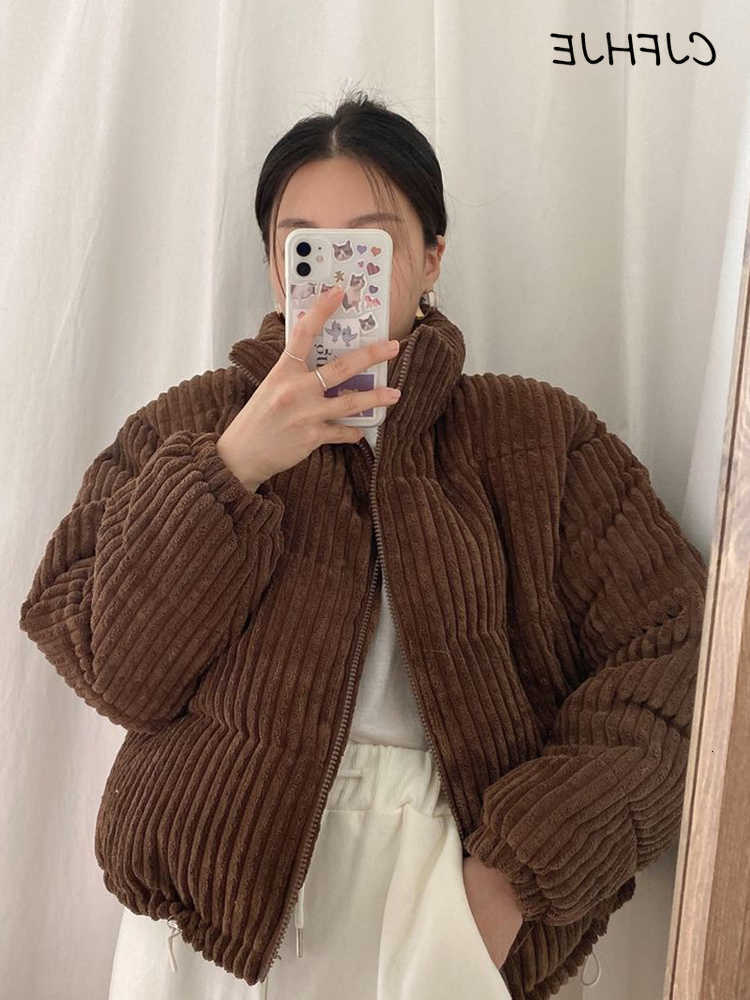 Corduroy Thick CJFHJE Puffy Simple Coat Women Fashion Solid Short Parkas Casual Winter Warm Female Cotton Down Zipper Jacket H260917