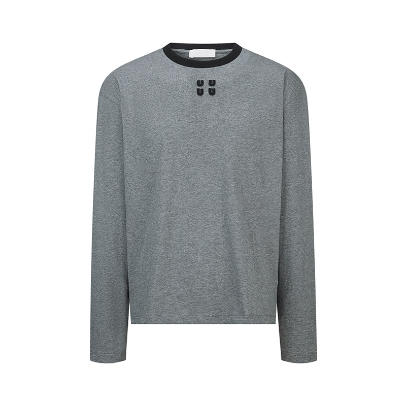 Designer Women Casual Basic Gray Tee Letter Embroidery Loose Fit T Shirt Spring Autumn Casual Daily Street Top