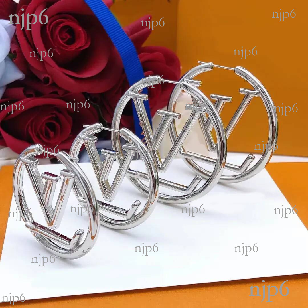 Gold Earrings Designer Luxury Hoop Extravagant Studs 3- 4cm 5cm Classic Simple Clip-Ons Earring Steel Silver Letter Engagement Knots Jewelry Valenti