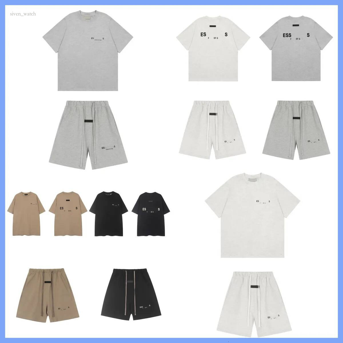 designer essential shirt essentailsshorts t shirt High quality shirts Summer cotton high street letter T-shirt Casual Luxurious Suit Letter-printed