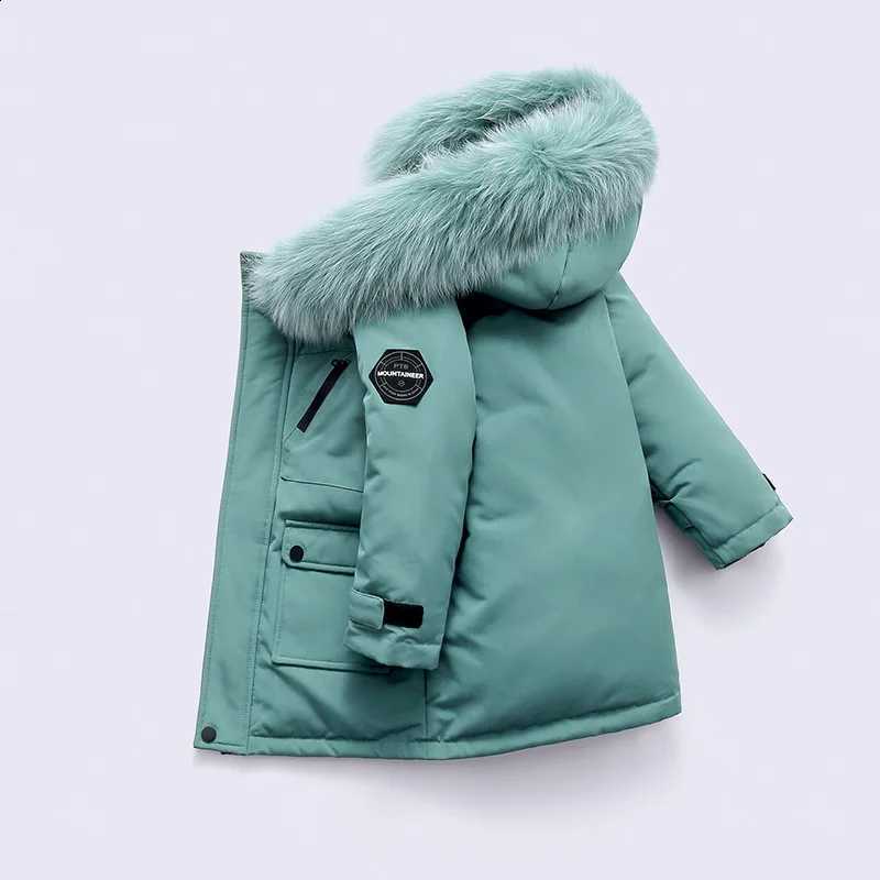Winter Down Jacket For 2025 Boys Real Raccoon Fur Thick Warm Baby Boys Outerwear Coat 2-10 Years Kids Teenage Boys Parka J260917