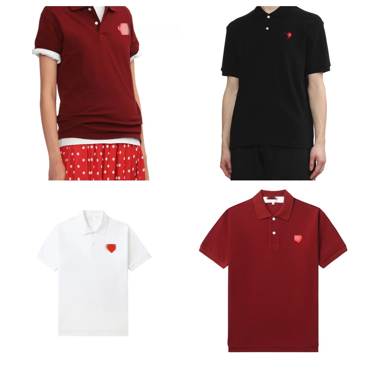 Japan Designer Red Eyed Heart Logo Women's Polo Shirt T-shirt Loose Casual 8 Color Short Sleeve 4XL5XL Plus Big Size Cotton Youth Teenager Girl