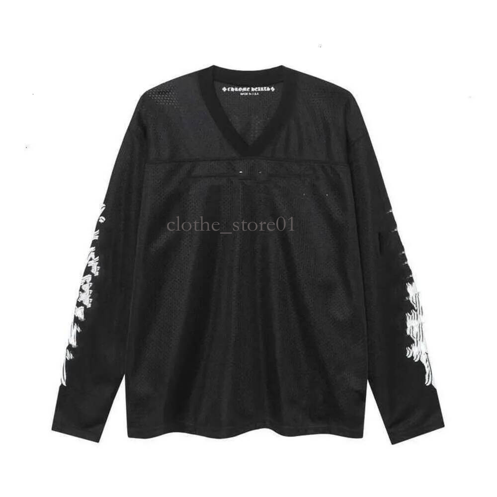 Chrome Hoodie Designer Mesh Crewneck Sweatshirt Embroidery Printed Sanskrit Cross Graphic Hoodie Sweatsuit High Street Hollowed-Out Breathable Long