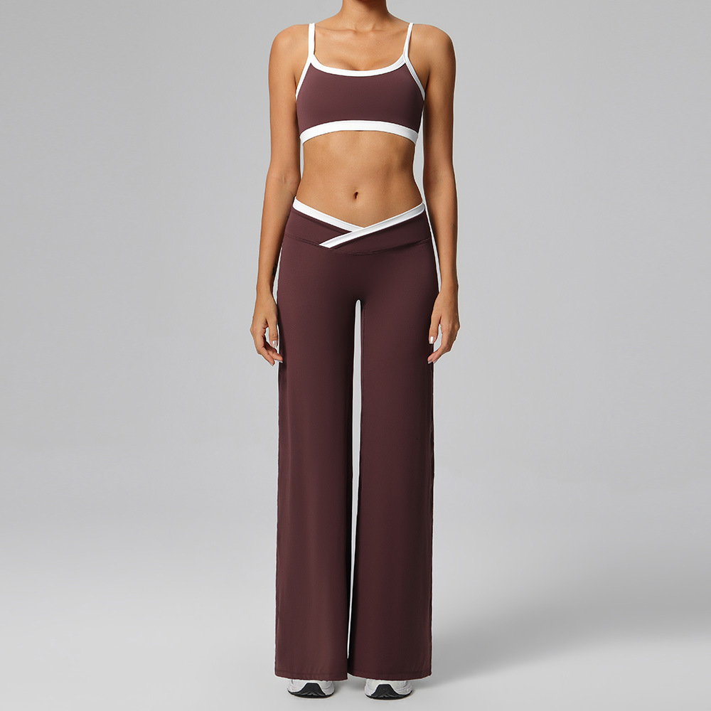 Gym Clothes Summer Yoga Set 2Pcs Women Breathable Backless Halter-Neck Sports Bra Push Up Pilates Fitness Top Straight Leg Pants 26Y0917