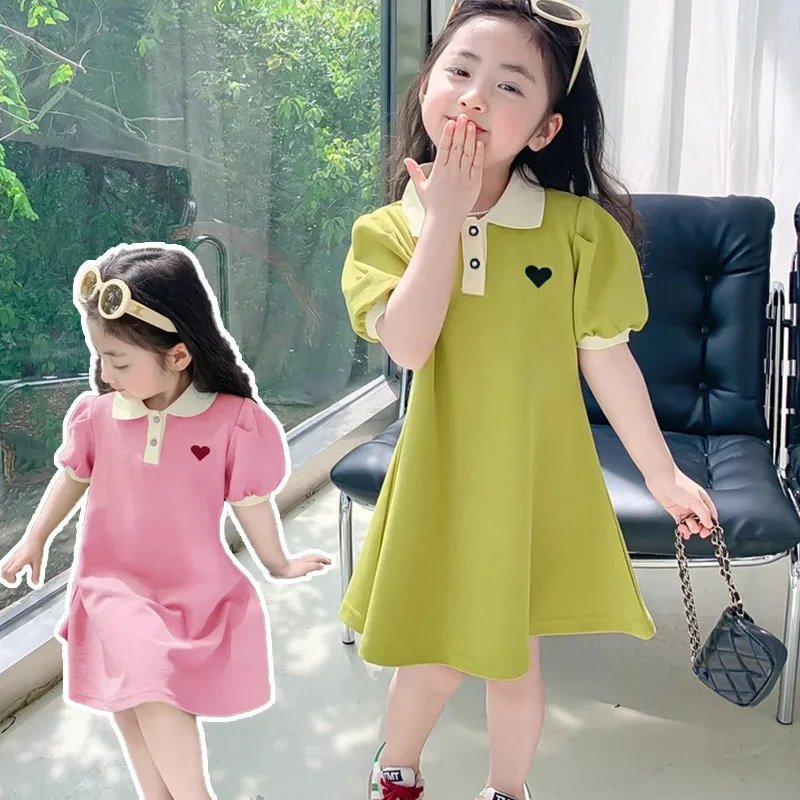 Summer Princess Dress for Girls ALine Pleated Solid Color 110 Years