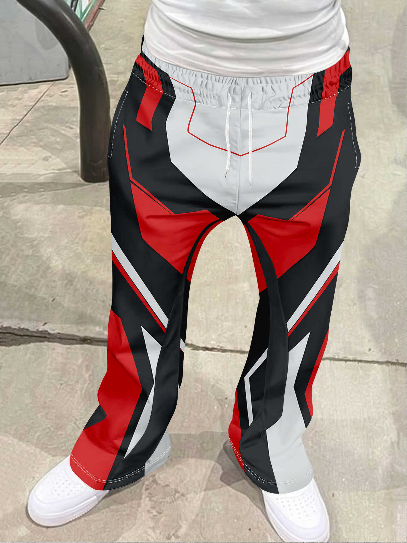 Hip Street Style Hop Flared Sweatpants Unisex Loose Mid Waist 3D Line Graphic Print Vintage Outdoor Sport Bell Bottom PantsT260917