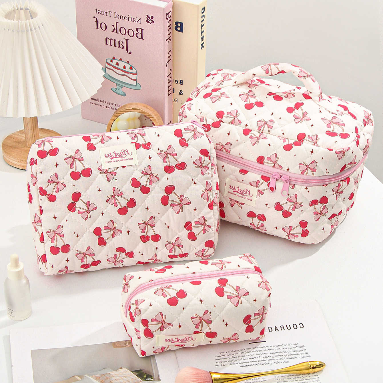 Bag CuteCherry Makeup Fashion Cosmetic Organizer with Zipper Fashion Lady Makeup Pouch Portable Travel Toiletry Pouch for WomenT260917