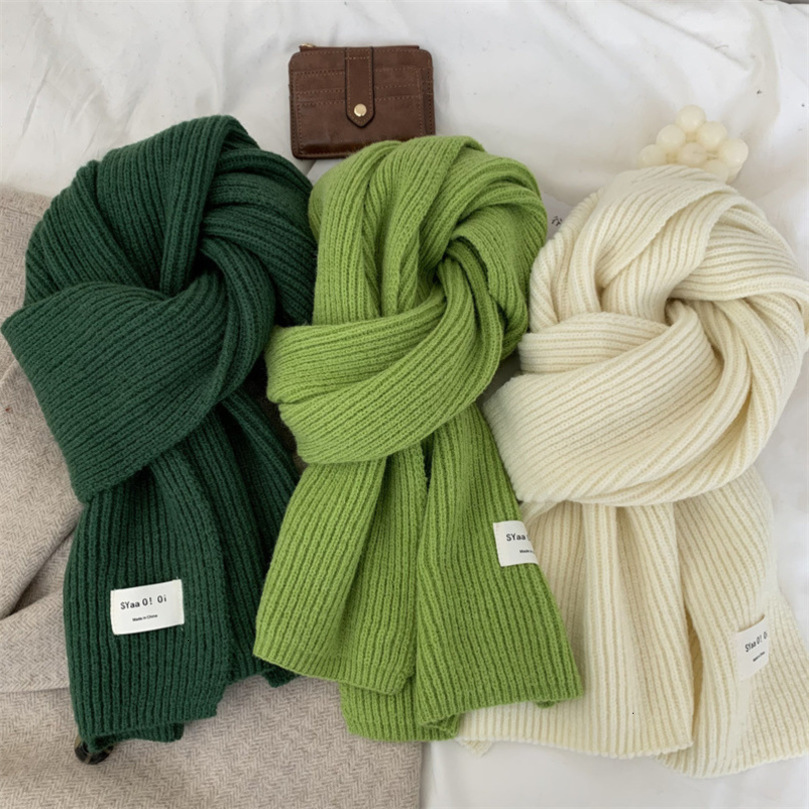 Classic Retro Knitted Scarf Men Women Couple Korean Ins Thickened Soft Warm Solid Scarves Thermal Muffler Male Female 260915