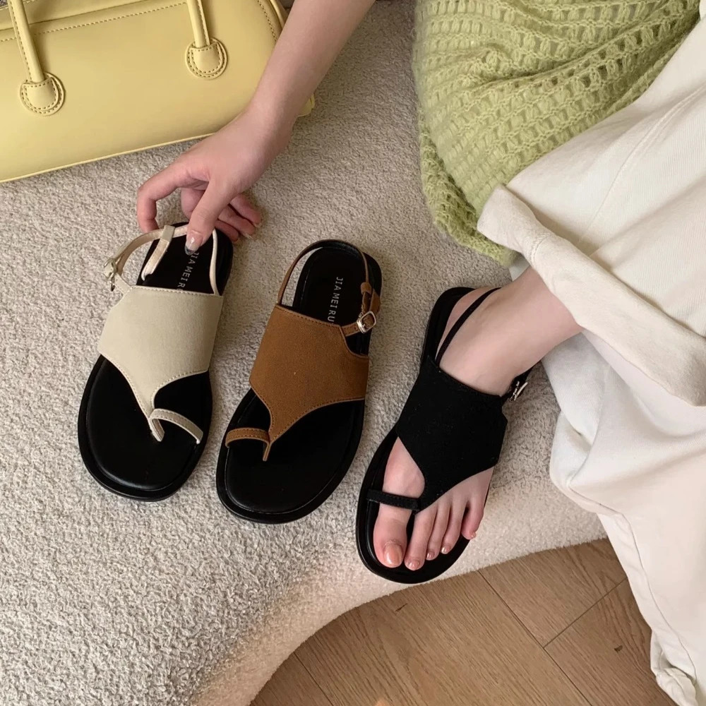 Suede Clip Toe Slingback Sandals Buckle Strap TStrap Side Air Womens Sandals Summer Elegant Party Runway Shoes Sexy 260917