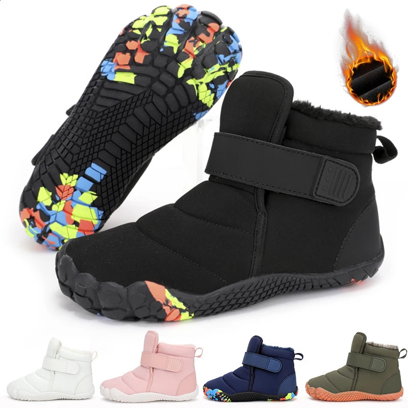 Kids Wide Barefoot Shoes High Top Street-Style Minimalist Sneakers Boys/Girls Natural Healthy Fit Waterproof Walking Snow Boots 260915