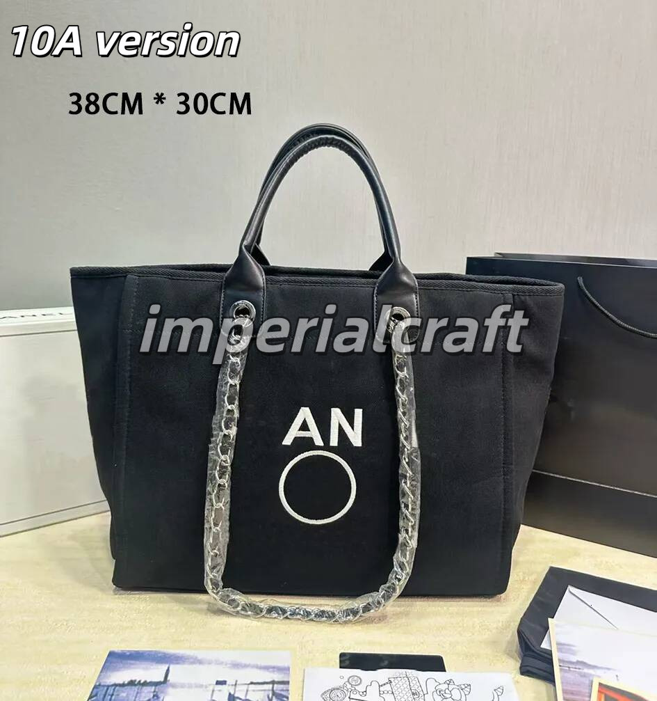 2026 10A fashion Summer beach cc bag Woman designer canvas tote bag new color scheme large capacity Leisure handbag chanesnels bag ac7
