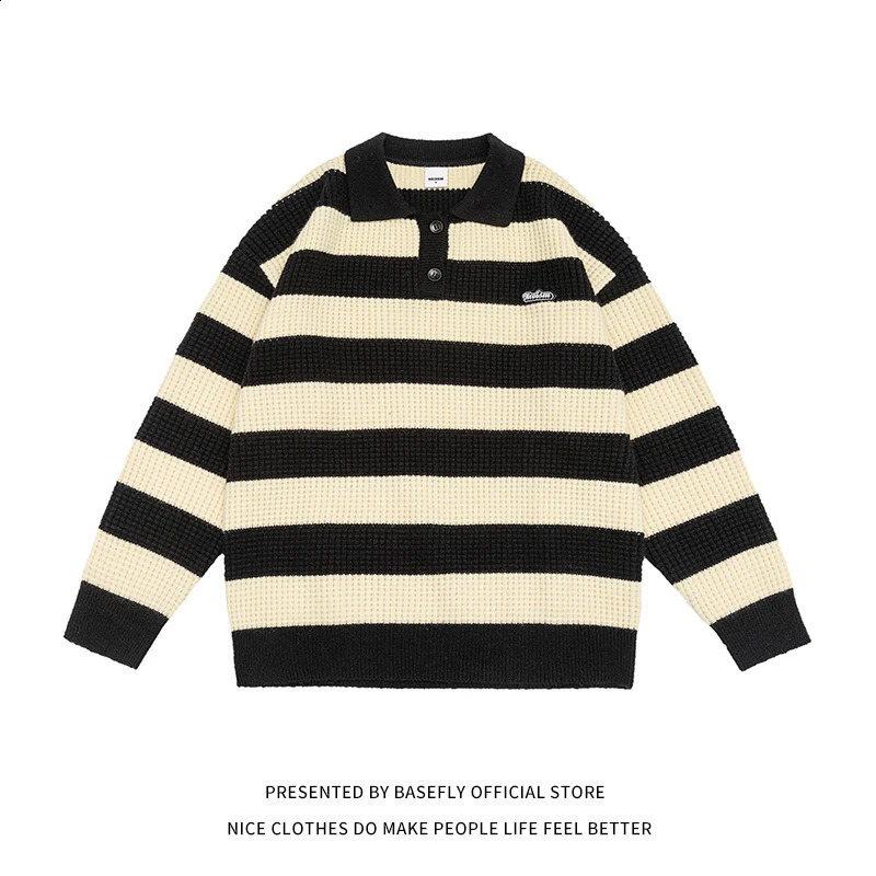 Autumn Winter High Street Striped Retro Vintage Student Hip Hop Men Sweater Shirt Unisex Couple Women Sweatshirt Pullover Casual 260917