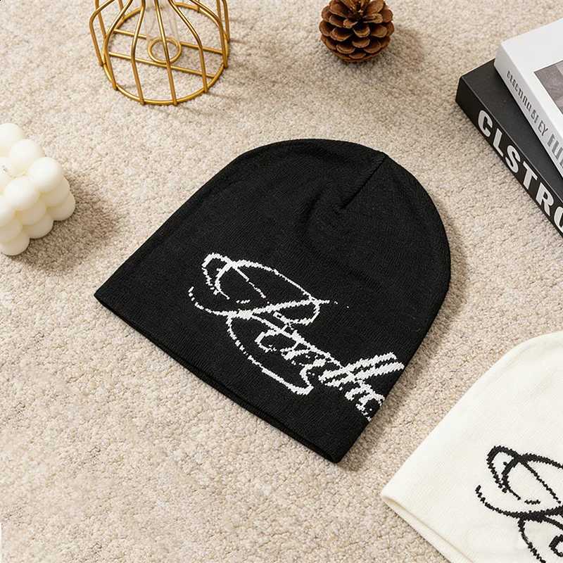 New Creative Spring Letter Jacquard Yarn Knitted Hat Warm Fashionable and Versatile Hoodie for Men and WomenT260916