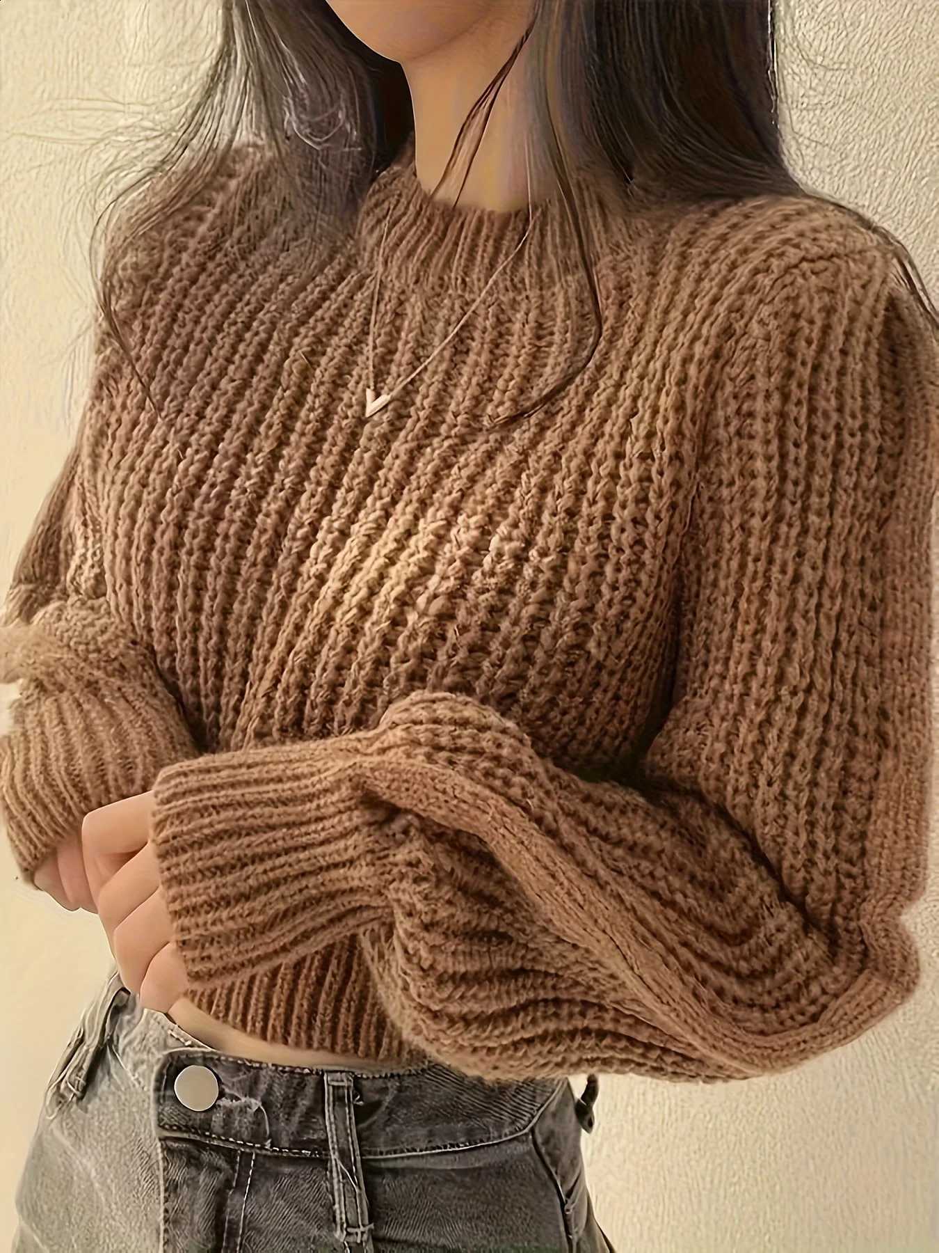 versatile Autumn and winter crew neck pullover casual top knit sweater for women versatile and slimming J260916