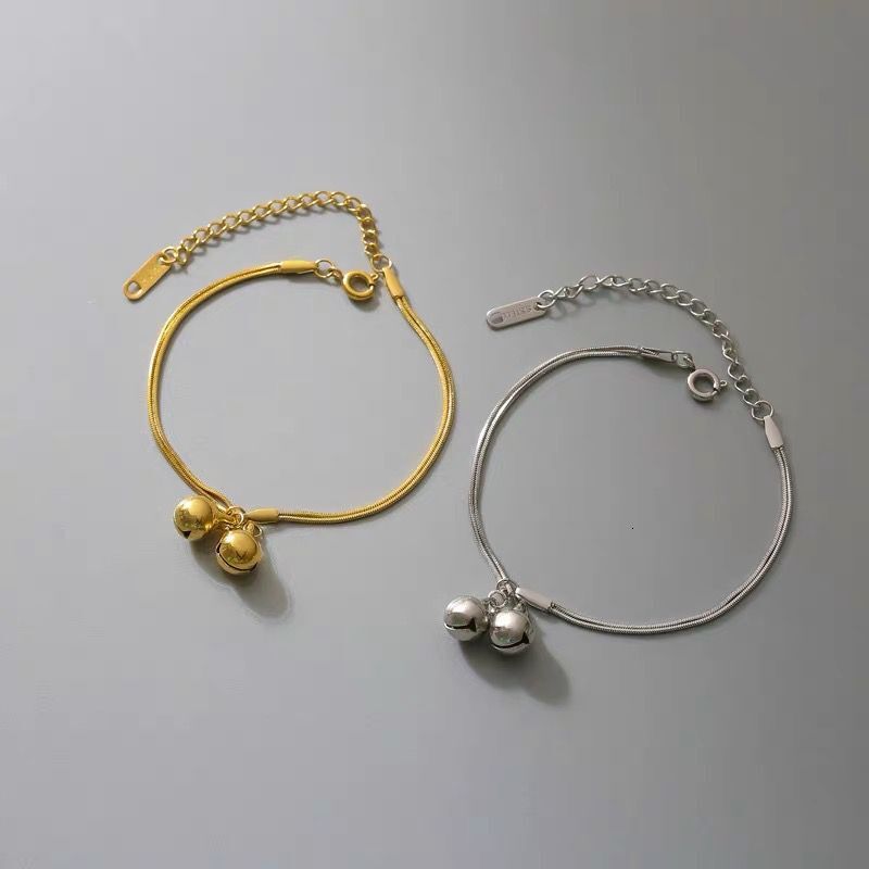 New titanium steel double-layer bell bracelet women, Korean style, simple design, versatile, sweet, and trendy, perfect for Instagram