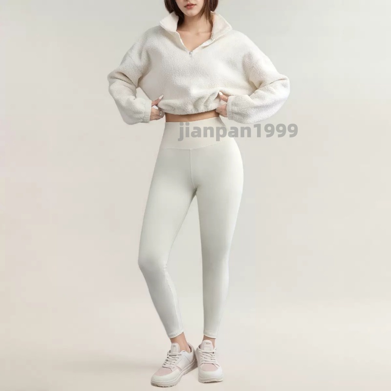 Designer yoga set breathable and high-elastic coral fleece sports suit sports bra short jacketrunning and fitness three-piece set