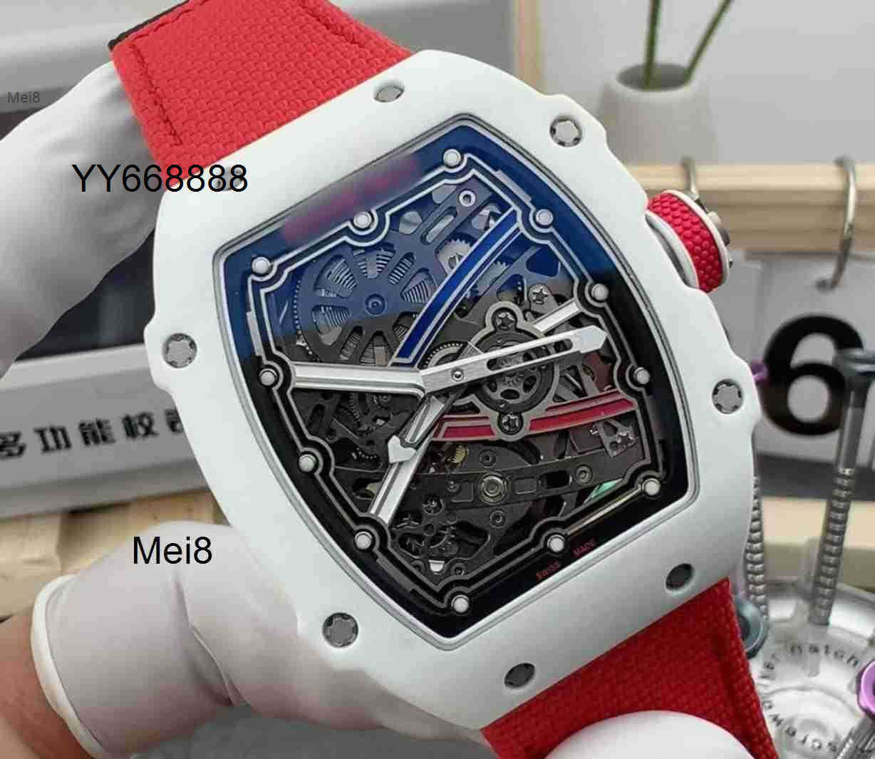 Mens watches high quality Luxury watch Automatic Mechanical watch Rmm6702 Tourbillon Movement 38X47X78mm sapphire crystal mirror ceramic case design
