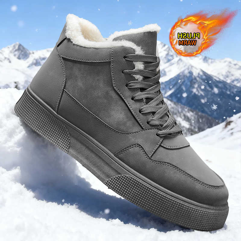 Boots Autumn Snow Winter Men's - Mid-Top Fleece-Lined Thickened Versatile for Hiking Motorcycle Commuting D260917