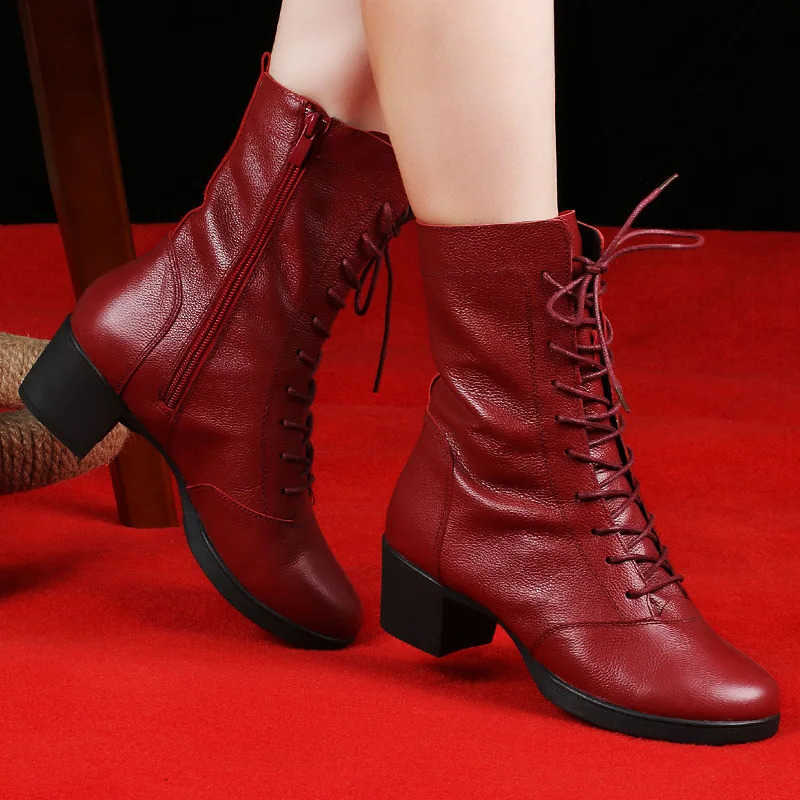 Leather XIHAHA Woman Mesh Genuine Fleece Boots Latin Dance Shoes Soft Soled Women's Middle Heel Shoes Social Sailor Square Dance D260917