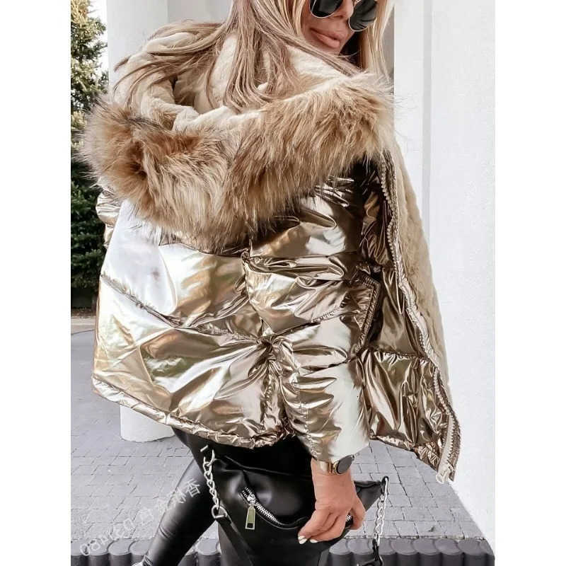 Fashion Jacket Coats Fur Collar Warm Zipped Cotton-Padded Trend Hooded Parkas Outwear Women Loose Short Cotton Jacket parkas H260917