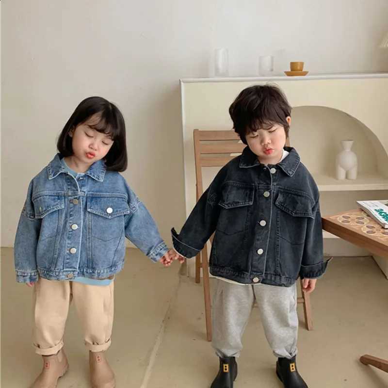 Spring Autumn 2025 New Kids denim jackets 1-8 Years Children's loose casual outwear Cardigans Boy's Girl's vintage denim CoatsT260916