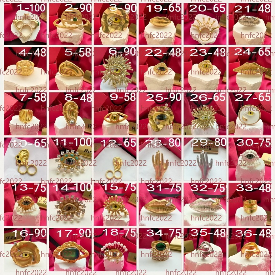 New Designed Exaggerated Gold Eye Ring Ears Mouth Lips Nose SURREAL MOUTH Planet Adjustable Opening Rings Schiaparelli Designer Jewelry E999