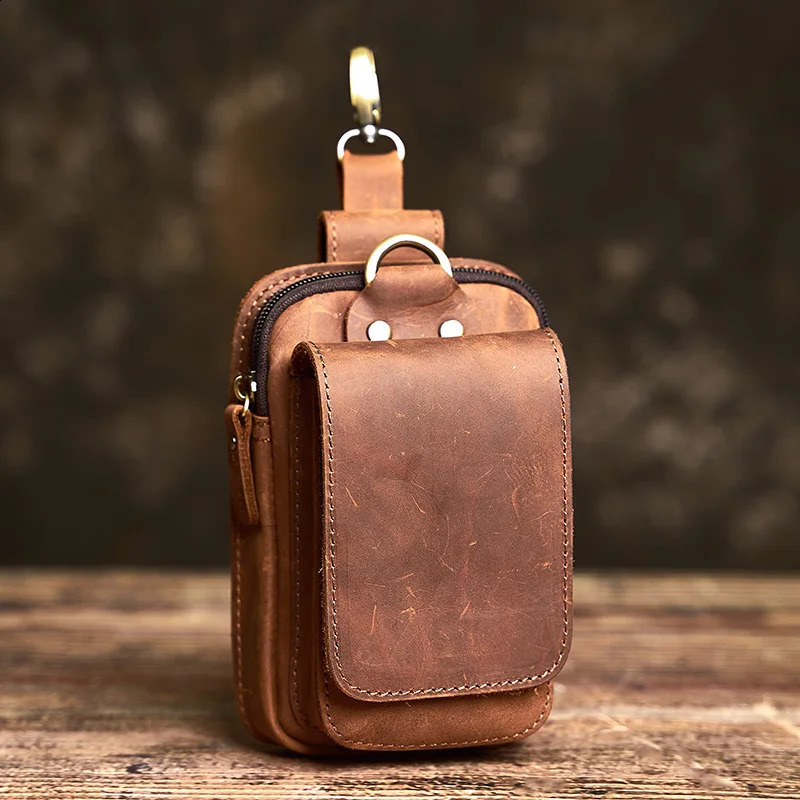 Handmade Genuine Leather Men's Belt Bag Waist Pouch Phone Holster Vintage EDC Pocket Organizer Premium Full Grain 260917
