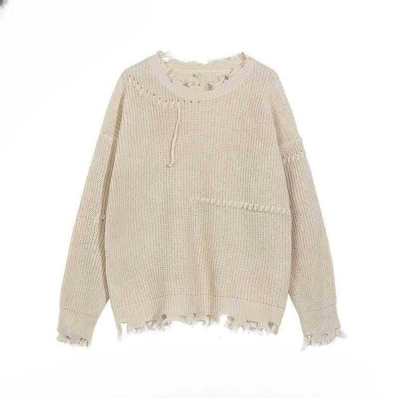 Y2K Distressed Tassel Knit Juspinice Men Autumn Winter Streetwear Sweater Oversized Loose Fit Pullover Unisex Women J260916